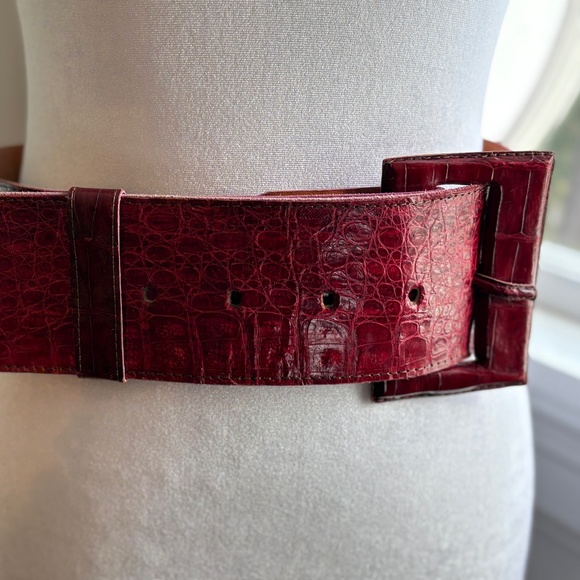 Accessories | Red Alligator Print Belt 41 With Buckle | Poshmark display picture 2